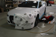 白色Audi A5驾驶员一侧车身修复及喷漆